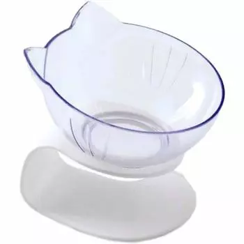 Cat Food Pet Cat Cat Feeding Drinking Bowl for Dogs and Pet White Plate, Bowl, Tableware, Tableware, Bowl, 15° Tilt, Stand, Water, Cats, Transparent,