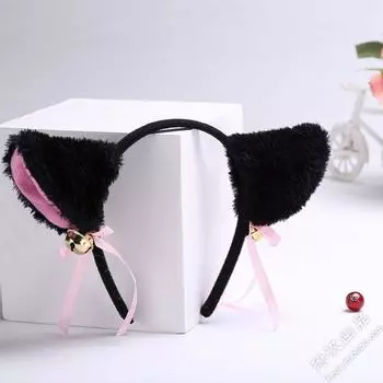 Cat Gloves Hair Band Hairpin Bracelet Bow Collar Bell Cat Ear Accessories Set One black headband One size