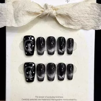 Cat Gradient Cat Eye Glitter Nail Sticker Popular Cute Hand Painted Sticker Nail L