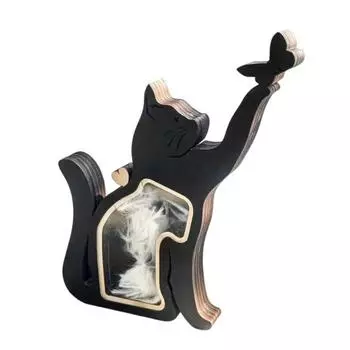 Cat Hair Keepsake Box Wooden Dog Hair Storage Box Pet Fur Case Free Standing Tabletop Decor Pet Memorial Gift for Pet Lovers Family Friends Storing A