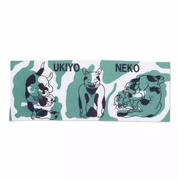 Cat Hand Made in Stray Modern Japanese Japanese Showa Wamonoya Favolic Ukiyo-e Towel, Japan, Ch-sen Dyed, Cat, Hachiware, Style, Kimono, Jinbei, зелёный