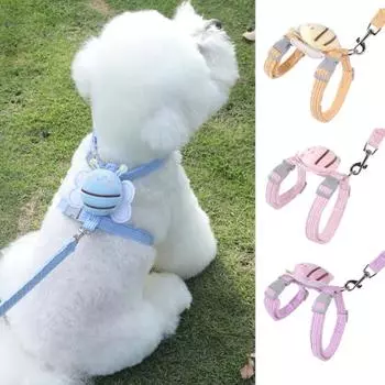 Cat Harness Leash Set Adjustable Cartoon Bee Pet Harness for Small Medium S жёлтый