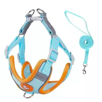 Cat Harness Reflective Pet Harnesses And Leashes Set Adjustable Pet Harness For Cats Small Dogs Pug Chihuahua Cat Accessories M оранжевый
