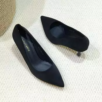 Cat heel pointed women s single shoes new black professional work shoes high heels stiletto French temperament shoes 8615-YF1 34 чёрный