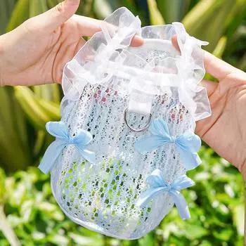 Cat Hollow Fungus Lace Vest Spring Summer Dog Clothes Dog Clothes Cat Clothes Fairy Muppet Sling XS (bust 30cm 1-1.5kg)