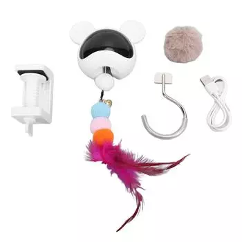 Cat Interactive Toy Battery Powered Retractable Rope Electric Plush Toy for Pets Entertainment Door