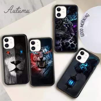 Чехол для телефона Cat Jaguar Glow eyes для iPhone 11 12 13 14 Pro Max mini X XR XS SE 2020 6S 7 8 Plus Samsung Galaxy S21 S22 iPhone 6plus