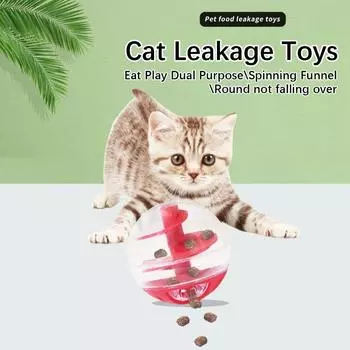 Cat Leak Eat Spiral Ball Educational Toys Resistant Bite Training Eat Play Dual Use Round Not Pouring Fun Food Leak Pet Supplies жёлтый