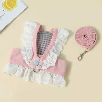 Cat leash chest strap JK flower adjustable anti-break free chest strap pet clothes kitten kitten wear XS (1-1.5kg recommended for cats)