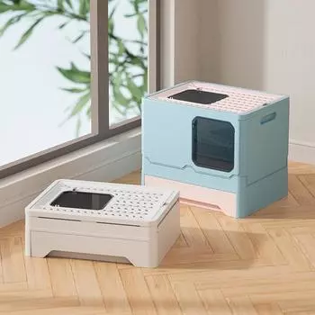 Cat Litter Box Cat Litter Box Litter Tray Top Entry Litter Box Drawer Type Kitty Litter Box Large Cat Litter Box with Drawer Pan синий