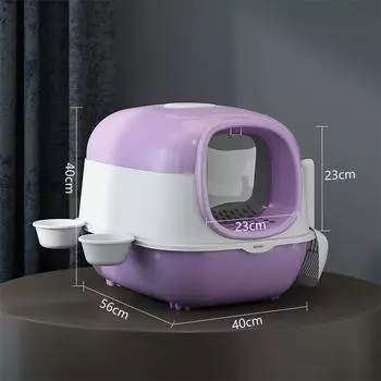 Cat litter box Fully enclosed oversized cat toilet One-click folding sterilization and deodorization cat litter box Upgraded model - cat litter box
