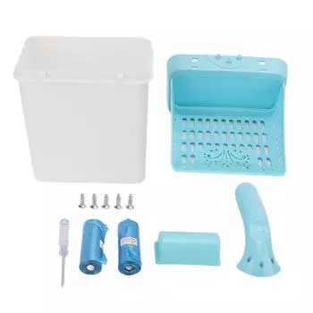 Cat Litter Scoop Holder Plastic Detachable Cat Litter Shovel with Waste Bag Pet Poop CleaningNordic синий