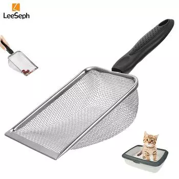 Cat Litter Scoop, Stainless Steel Mesh Litter Shovel, Litter Cleaner Corner Shovel, Fine Mesh Reptile Litter Cleaner Scooper