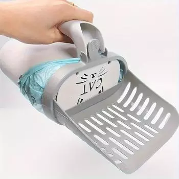 Cat Litter Scoop with Waste Bag Holder, Plastic Cat Litter Box Cleaner, Easy Use for All Cat Breeds, Pet Supplies 1 pc & garbage bag
