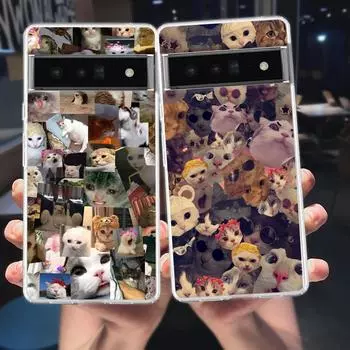 Cat Meme Забавные животные для Google Pixel 8 7 6 Pro 6A 5 4 5A 4A 3A XL 5G чехол для телефона противоударный мягкий прозрачный чехол из ТПУ Чехлы Pixel 8 Pro