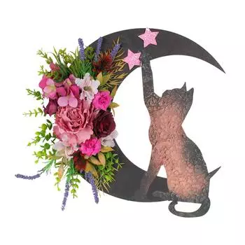 Cat Moon Wreath Moon Halloween Wreaths Artificial Decorative Wreath Home Decor