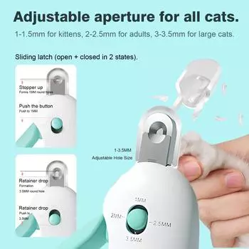 Cat Nail Clippers with Adjustable Hole Professional Cat Dog Nail Clipper Cutter Pet Claw Trimmer Puppy Kitten Care Grooming Tool зелёный