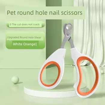 Cat Nail Scissors Special Cat Nail Clippers round Hole Cat Fingernail Clipper Scissors Fantastic Toe Nail Tool Novice Scissors Pet Supplies Orange round hole-OPP pack