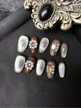 Cat Nail Wearing Eye Champagne Whitening Removable Handmade Trend Fashionable XS