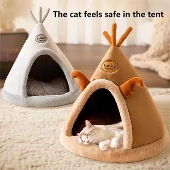 Cat nest four seasons general enclosed house cat house winter warm can be dismantled and washed winter cat Christmas nest M 45x45cm