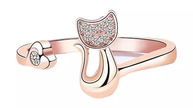 Cat один размер подходит 925 металл аллергия открытый подарок для розового золота [украшения gulamu] [украшения gulamu] кольцо, все, женское кольцо, серебро, совместимое, кольцо,
