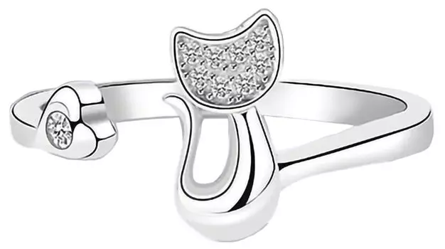 Cat One Size Подходит для 925 Metal Allergy Open Present для платины [Glam Jewelry] Ring, Most, Женское кольцо, Серебро, Совместимость, Кольцо, Женщины, Популярный,