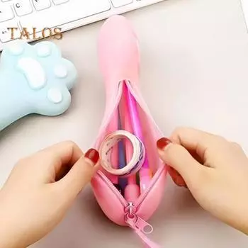 Сумка-карандаш «кошачья лапка» с застежкой-молнией, большой емкости, для хранения канцелярских принадлежностей Назад к школьным принадлежностям красный