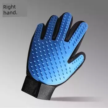 Cat Petting Gloves Anti-Scratch Anti-Bite Dog Bath Comb Brush Pet Supplies Lint Handy Gadget Cat Cat Hair Cleaning Blue [right hand]]