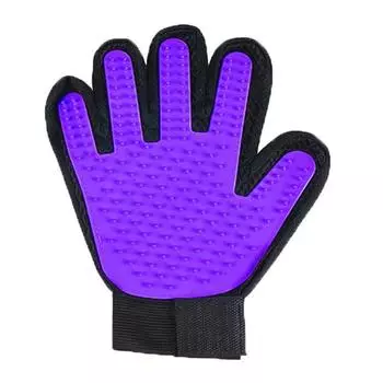 Cat Petting Gloves Hair Removal Cat Comb Hair Removal Dog Hair Removal Comb Hair Brush Handy Gadget Pet Supplies Float Hair Cleaning Gloves (purple right hand)