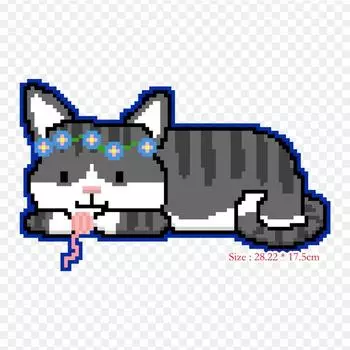 Cat Pixel Art Прозрачный Cat Pixel Art Утюг на теплопередаче Печать Виниловые нашивки Наклейка для одежды DIY Аппликации Моющиеся патчи
