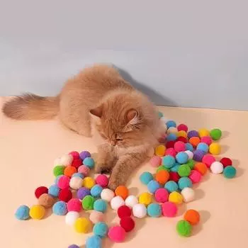 Cat Plush Ball Shooting Gun Silent Toy Interactive Relief Self Hi Fun Micro Elastic Static Sticking Fur Set Color Random