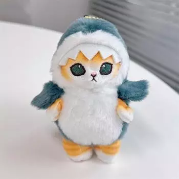 Cat Plush Shark Pendant Toy Soft Doll Fried Shrimp Cat Bag Decor Kid Gift Xmas DarkBlue