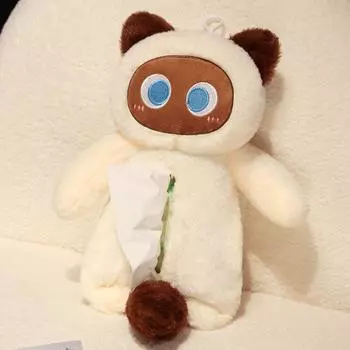 Cat Plush Toy Cats Tissue Box Plush Cat Paper Handkerchief Box Automotive Interior белый