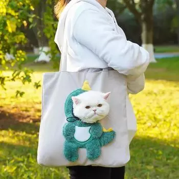 Cat Portable Slings Pet Canvas Shoulder Bag Bee-Shaped Cat Carrier Handheld Bag for Small Dogs Puppy Cat Carrying Tote Chest Bag M (for pet 1-4KG)