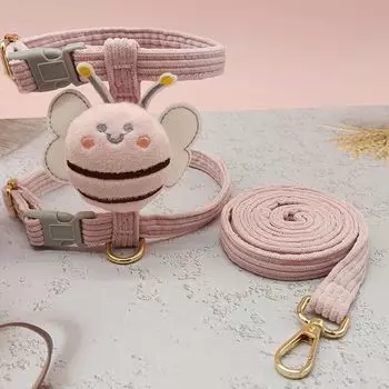 Cat Pulling Rope Outing Cat Leash Anti Breaking Loose Adjustable Internet Celebrity Teddy Chain Puppy Dog Rope Pet Supplies S (1.00 kg-2.50 kg Pink bee 1.8 meters