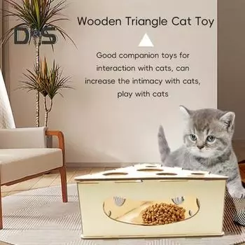 Cat Puzzle Box Интерактивная игрушка для домашних животных для домашних кошек Деревянный котенок Мяч-лабиринт Игра Веселая игра Обучающая игрушка-когтеточка для кошек A