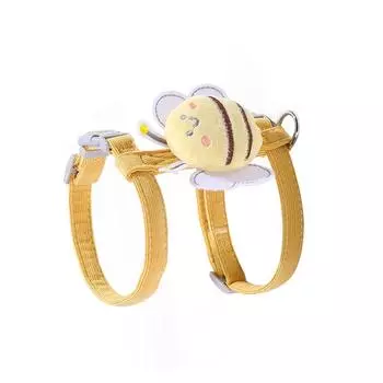 Cat rope Pippi Amoy I-shaped traction rope Little bee corduroy pet anti-break free chest strap walking cat rope Wide 1.0CM.