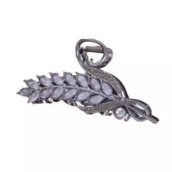 Cat s Eye Stone Sweet Hair Clips with Pearls Luxury Hair Claw Wheat Ear Hair Grab Back of The Head