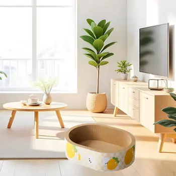 Cat Scratcher Cardboard Bed Breathable Oval Bowl Shape Scratching Resistant Corrugated Paper