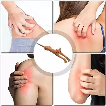 Cat Shaped Back Scratcher Wooden Back Anti-itch Stick Relieve Massager Back Long Animal Statue M7Y2 wood-One-size