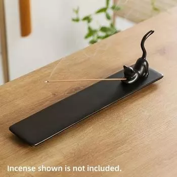 Cat Shaped Ceramic Incense Burner Holder,Cute Home Decor, Aromatic Desk/Bedroom Ornament, Indoor Use, No Electricity Needed, Bedroom Accessory