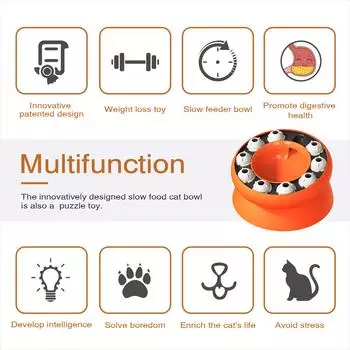 Cat Slow Feeder Raised Cat Dog Food Bowls with Stand Cat Puzzles Feeder Rotating Slow Feeder Food Bowls Slow Eating Cat Feeder розовый