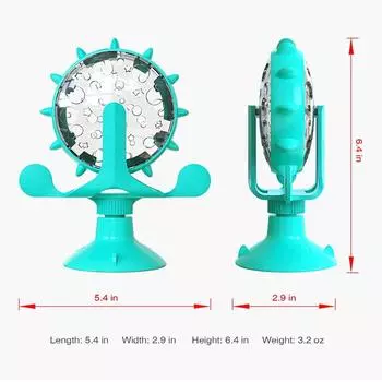 Cat Slow Food Dispenser Leakage Ball Rotation Windmill Dog Turntable Rotation Wheel Improves Intelligence Cat Accessories Catnip зелёный