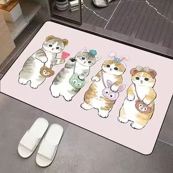 Cat soft diatom mud water absorption non-slip bathroom floor mat toilet porch dirt-resistant foot mat 40X60cm 15.7X23.6in