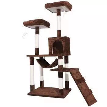 Cat Space Общая высота Мышь Игрушка Гамак Пенька Когтеточка Кошачья башня Башня, Стационарная, Экономия, 145 см, В комплекте, Шнур, В комплекте, Когтеточка, (Чииро)