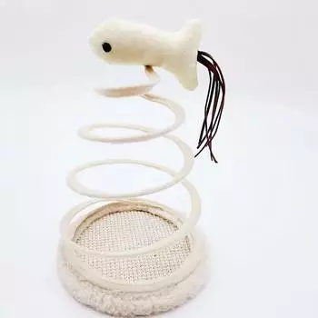 Cat Spiral Disc Toy Interactive Antistuffing Plush Linen Steel Wire Spring Disc Cat Toy