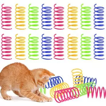 Cat Spring Toy , Cat Kittens Toys Plastic Coil Spiral Springs for Swatting, Biting, Hunting, and Active Healthy Play 80pcs one set