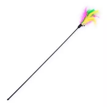 Cat Teaser Steel Wire Feather with Bell Color feather cat teaser stick