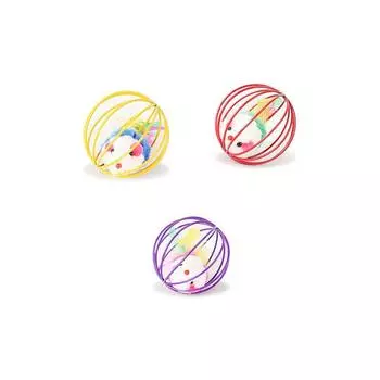 Cat Toy Cage Mouse Funny Cat Stick Self-Hi Relieving Stuffy Muppet German Cat Consumption Physical Strength Rolling Ball Pet Supplies 3 [Upgraded Reinforcement Cages]]