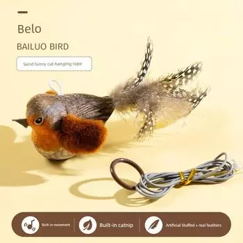 Cat Toy Cat Teaser Artificial Sparrow Will Call Electric Bird Kittens Self-Hi Relieving Stuffy Handy Gadget Scratch-Resistant Supplies Grey Orange Bailo Calling Bird